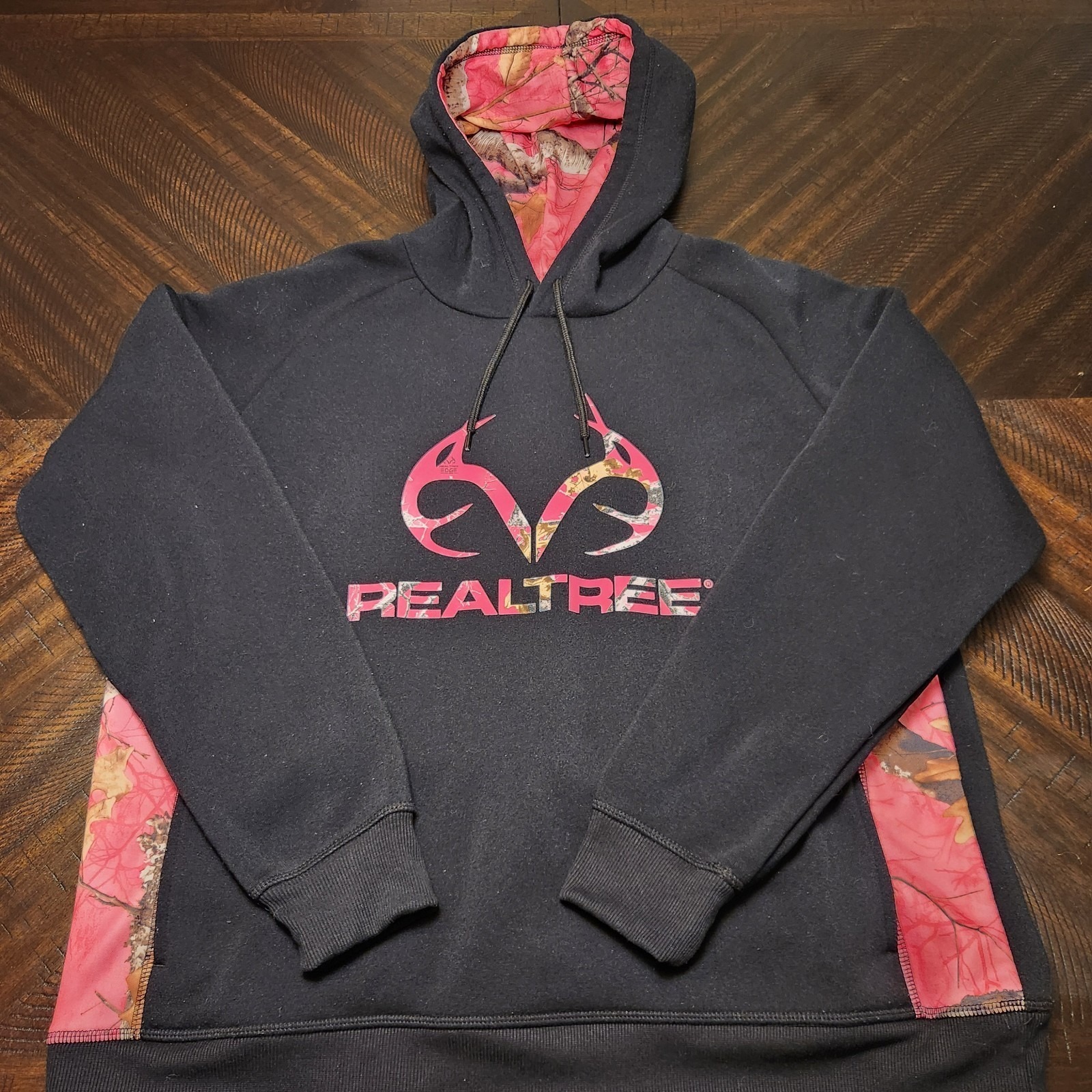 Realtree Womens Size Xl Black And Pink Camouflage Hoodie Pullover Hunting Camo
